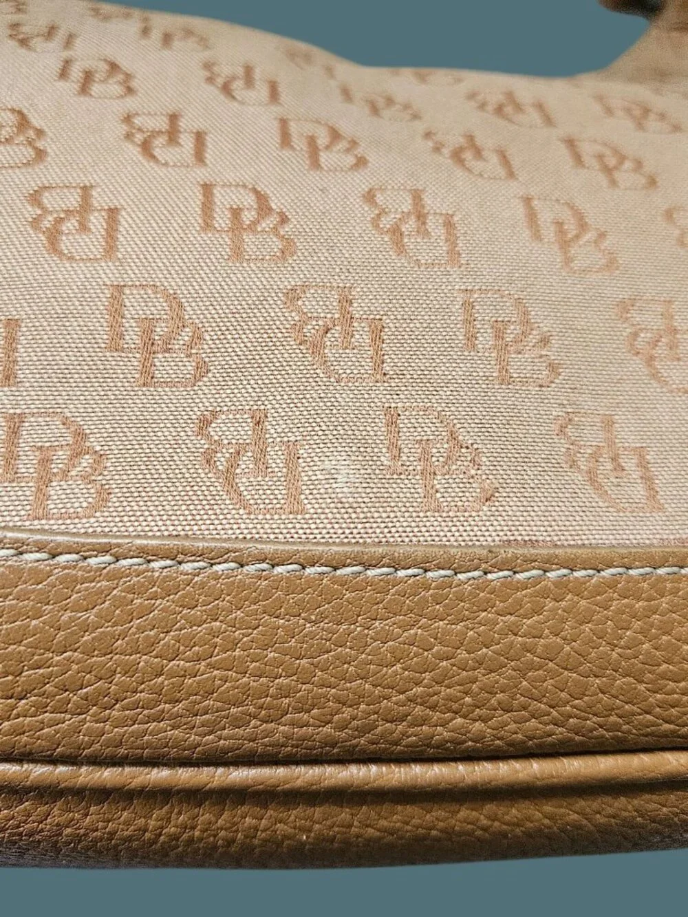 Vintage Dooney & Bourke Signature Canvas & Leather Brown Hobo Bag